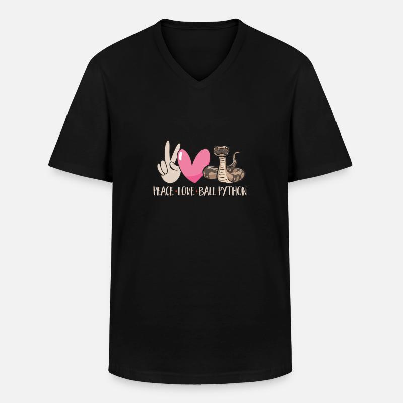 Ball Python Schlange Königspython - Männer-T-Shirt mit V-Ausschnitt - Schwarz