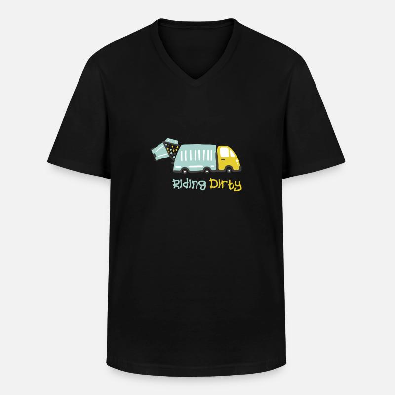 Fahren Mit Einem Schmutzigen Müllwagen - Männer-T-Shirt mit V-Ausschnitt - Schwarz