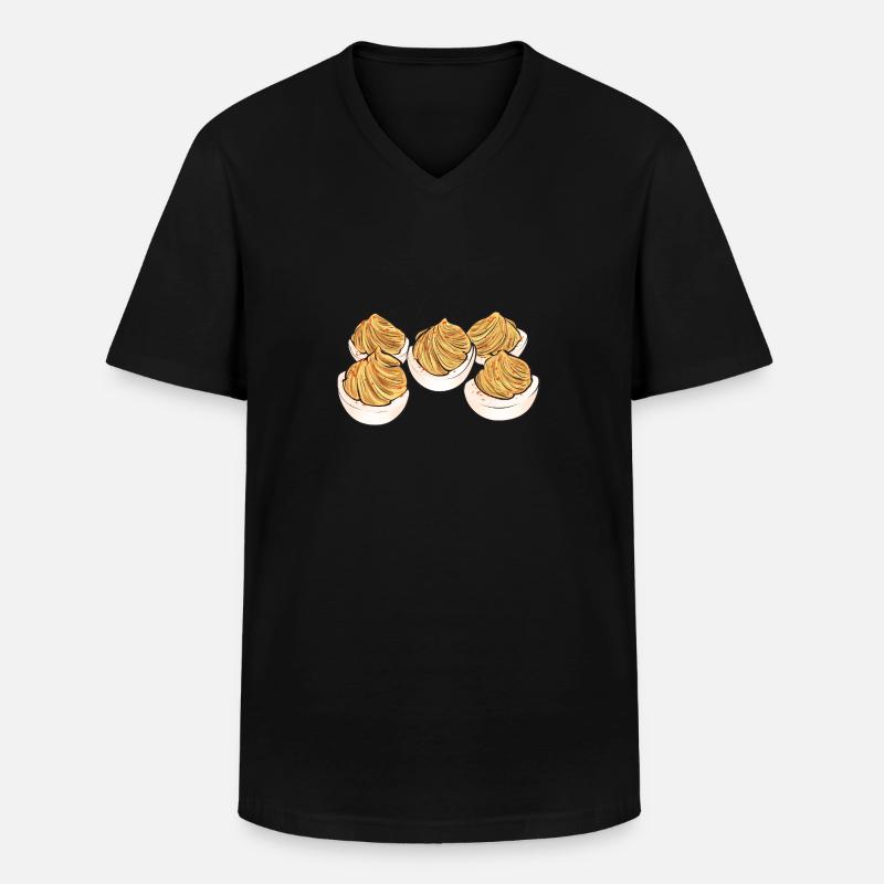 Gefüllte Eier Deviled Eggs - Männer-T-Shirt mit V-Ausschnitt - Schwarz