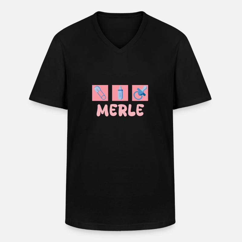 Schnuller Merle - Männer-T-Shirt mit V-Ausschnitt - Schwarz