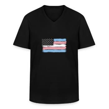 Transgender Pride USA LGBT Trans Drapeau - T-shirt col V Homme - noir - Devant - AI Model Male 178 dark (178cm)