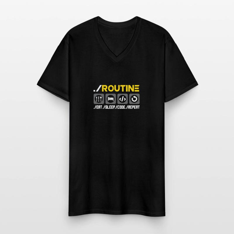 Routine Eat Sleep Code Repeat Software Developer C Männer-T-Shirt mit V-Ausschnitt
