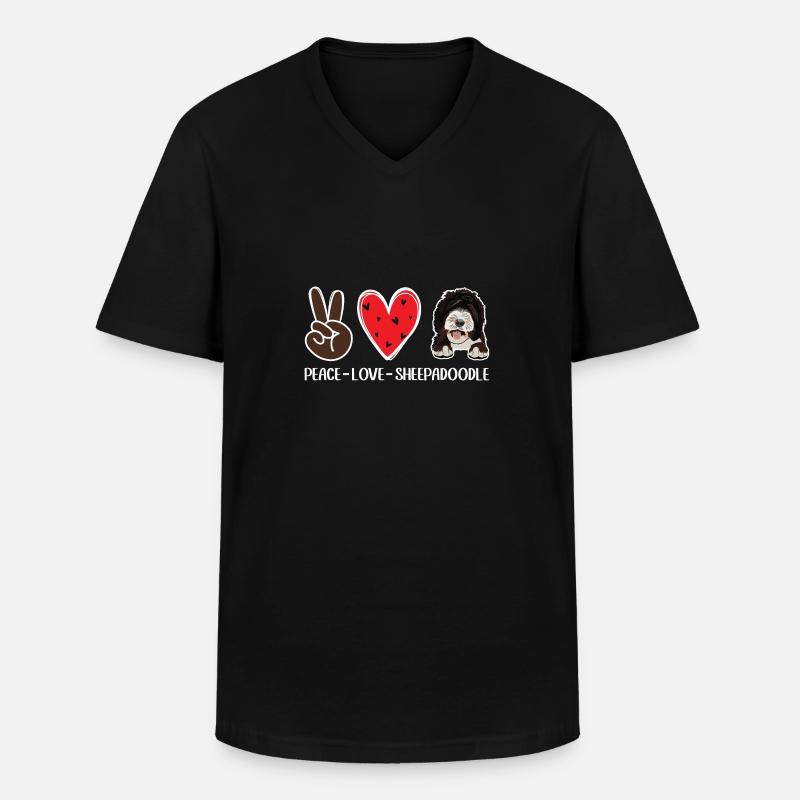 Sheepadoodle Doodle Hund - Männer-T-Shirt mit V-Ausschnitt - Schwarz