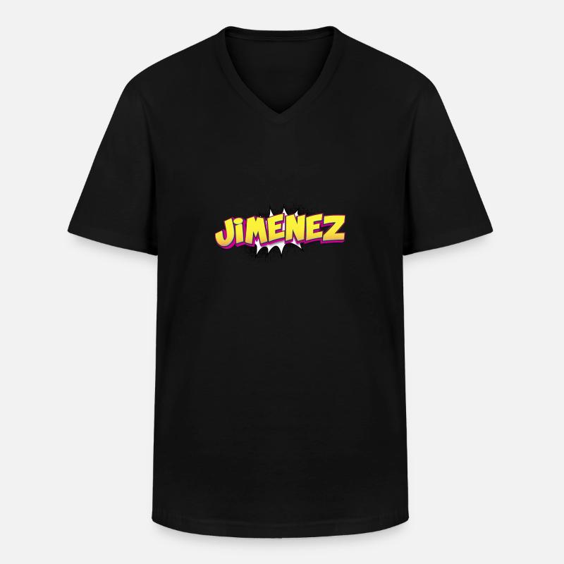 Jimenez benutzerdefinierter Name Comic-Stil Pop-Art, - Männer-T-Shirt mit V-Ausschnitt - Schwarz