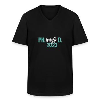 Docteur 2023 Degré Philistin Thèse de doctorat - T-shirt col V Homme - noir - Devant - AI Model Male 178 dark (178cm)