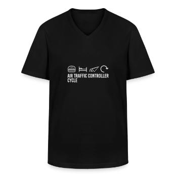 Air traffic cycle - Men's V-Neck T-Shirt - black - Front - AI Model Male 178 dark (178cm)
