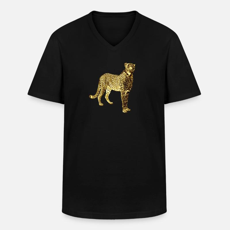 Leopard Goldene Graffiti Kunst - Männer-T-Shirt mit V-Ausschnitt - Schwarz