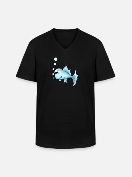 fish - Men's V-Neck T-Shirt - black