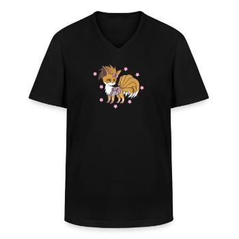 Niedlcher Kawaii Fuchs Anime Tier Otaku - Männer-T-Shirt mit V-Ausschnitt - Schwarz - Vorne - AI Model Male 178 dark (178cm)