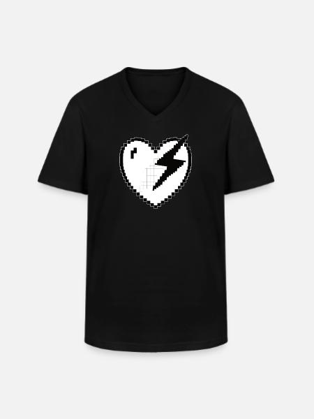Heart Flash Pixel Gamer Gift - Men's V-Neck T-Shirt - black