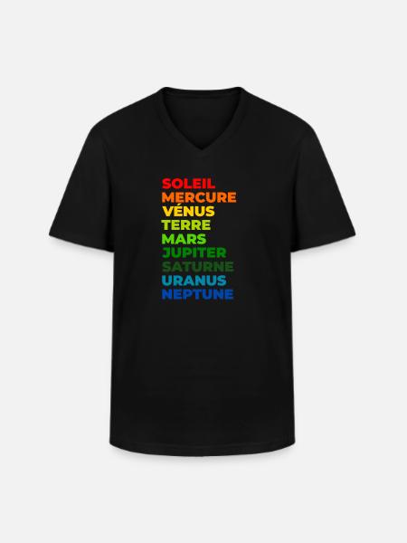 Le Système solaire - T-shirt col V Homme - noir