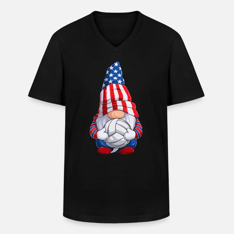 Gnome mit Volleyball oder Beachvolleyball - Männer-T-Shirt mit V-Ausschnitt - Schwarz