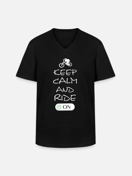 Keep Calm and Ride On - Männer-T-Shirt mit V-Ausschnitt - Schwarz
