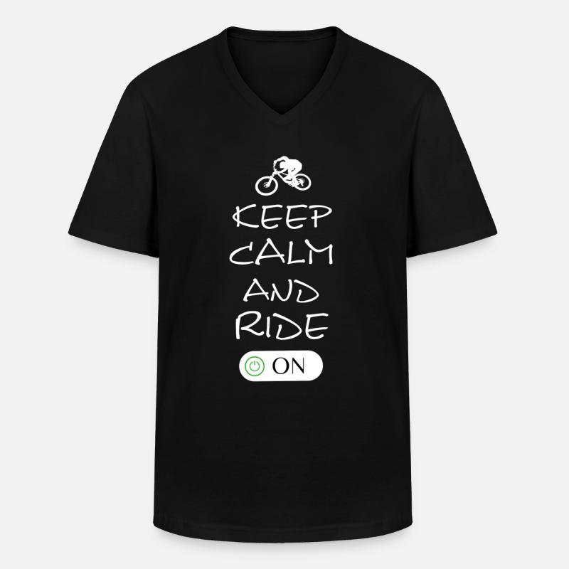 Keep Calm and Ride On - Männer-T-Shirt mit V-Ausschnitt - Schwarz