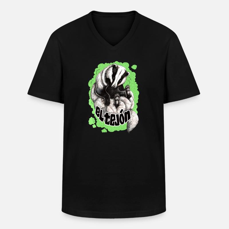 El Tejon grün - Männer-T-Shirt mit V-Ausschnitt - Schwarz