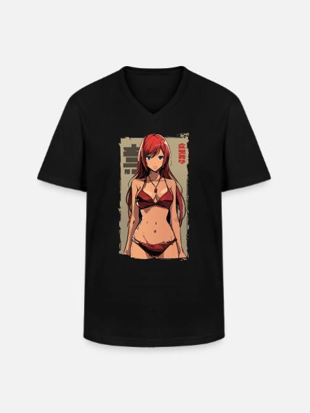 Fille de plage - T-shirt col V Homme - noir