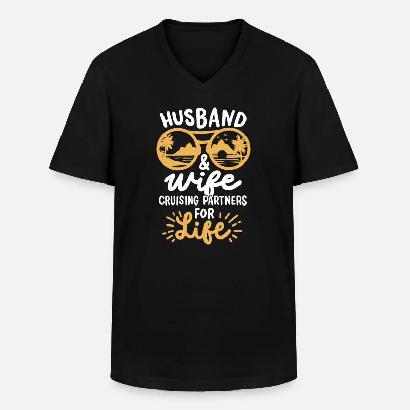 Ehemann Ehefrau Kreuzfahrt - Männer-T-Shirt mit V-Ausschnitt - Schwarz