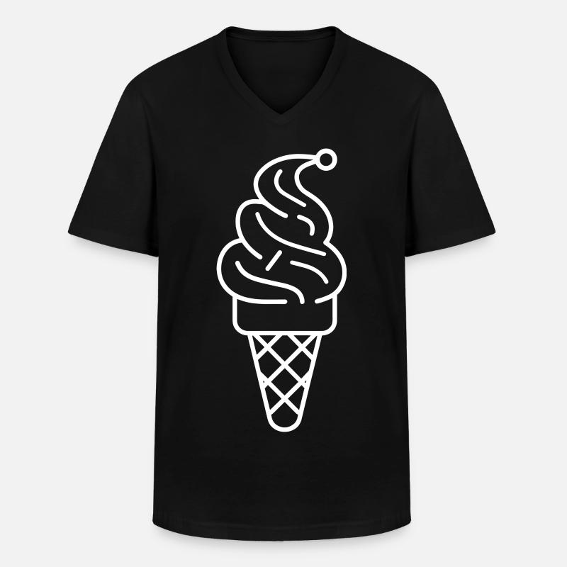 Eiswaffel Zeichnung - Männer-T-Shirt mit V-Ausschnitt - Schwarz