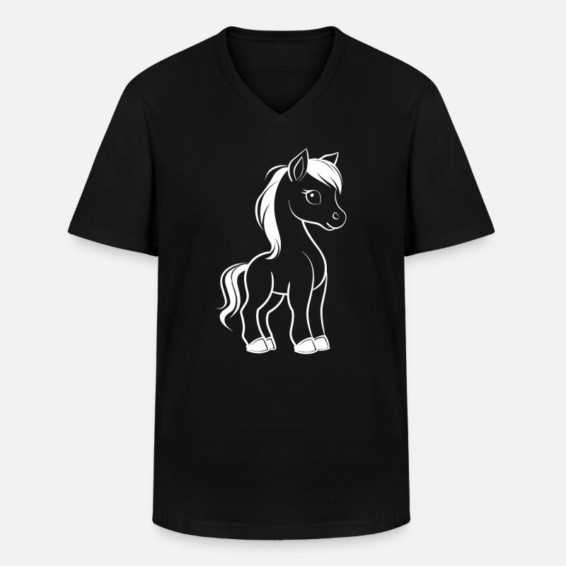 Pony - Männer-T-Shirt mit V-Ausschnitt - Schwarz
