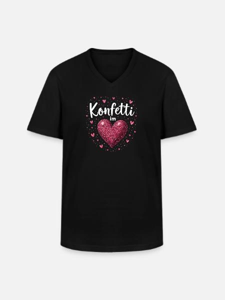 Konfetti im Herzen - Männer-T-Shirt mit V-Ausschnitt - Schwarz