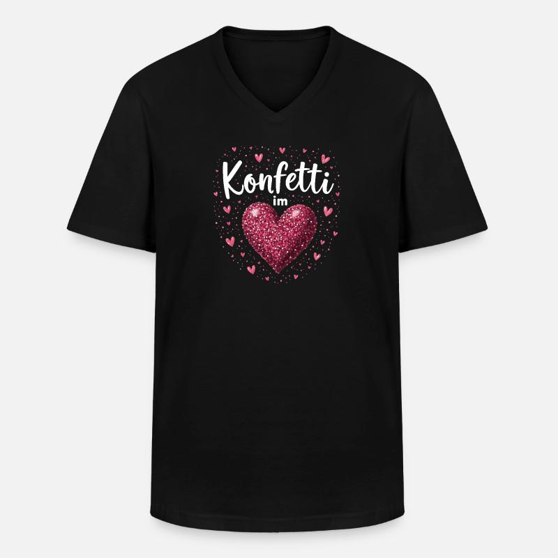Konfetti im Herzen - Männer-T-Shirt mit V-Ausschnitt - Schwarz