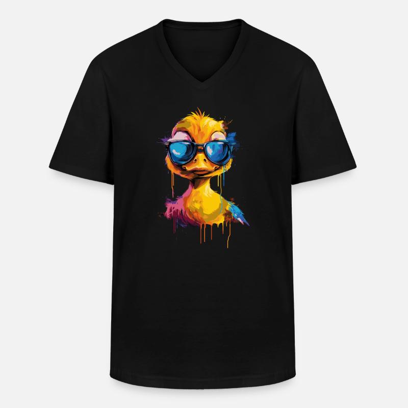 Cooole Gummiente mit Sonnenbrille - Männer-T-Shirt mit V-Ausschnitt - Schwarz