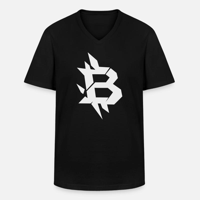 Bitcoin B kantiges Design - Männer-T-Shirt mit V-Ausschnitt - Schwarz