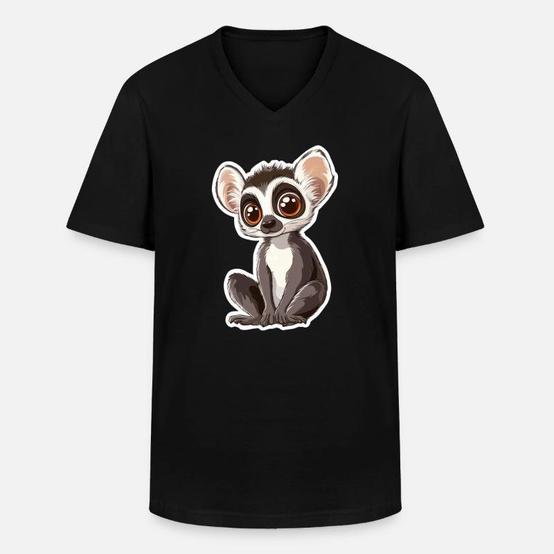 Lemur - Männer-T-Shirt mit V-Ausschnitt - Schwarz