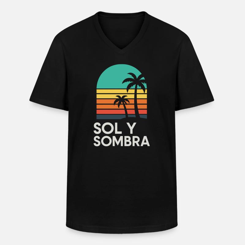 Boden und Schatten Sunset Palm - Männer-T-Shirt mit V-Ausschnitt - Schwarz