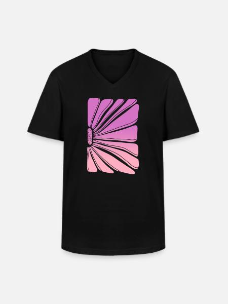 Flower in pink purple gradient - Männer-T-Shirt mit V-Ausschnitt - Schwarz