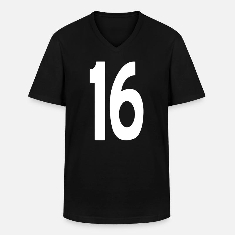 16 Sechzehn - Männer-T-Shirt mit V-Ausschnitt - Schwarz