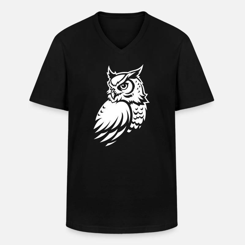 Wachsame Eule – Tattoo Silhouette - Männer-T-Shirt mit V-Ausschnitt - Schwarz