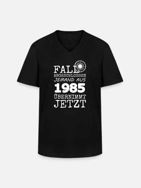 1985 - Männer-T-Shirt mit V-Ausschnitt - Schwarz