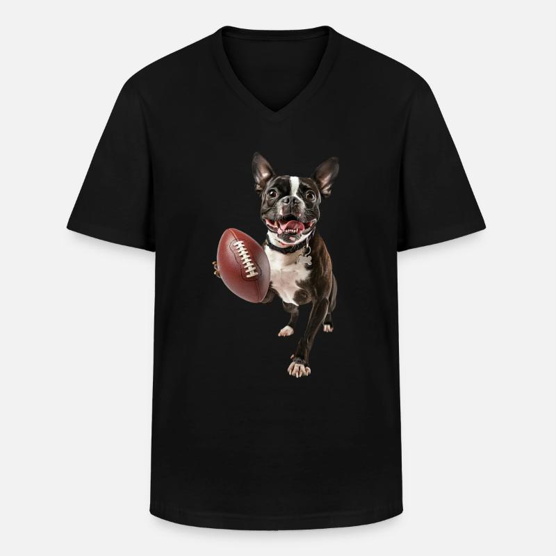 Boston Terrier - Männer-T-Shirt mit V-Ausschnitt - Schwarz