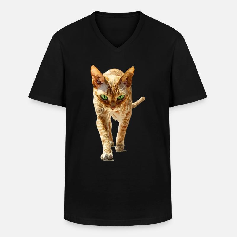 Devon Rex - Männer-T-Shirt mit V-Ausschnitt - Schwarz