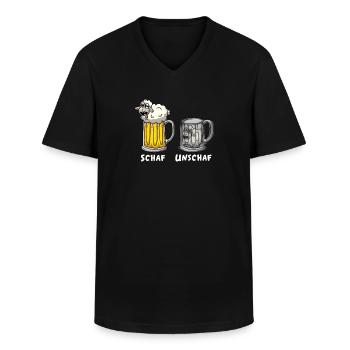 Schaf Unschaf mit Bier - Männer-T-Shirt mit V-Ausschnitt - Schwarz - Vorne - AI Model Male 178 dark (178cm)