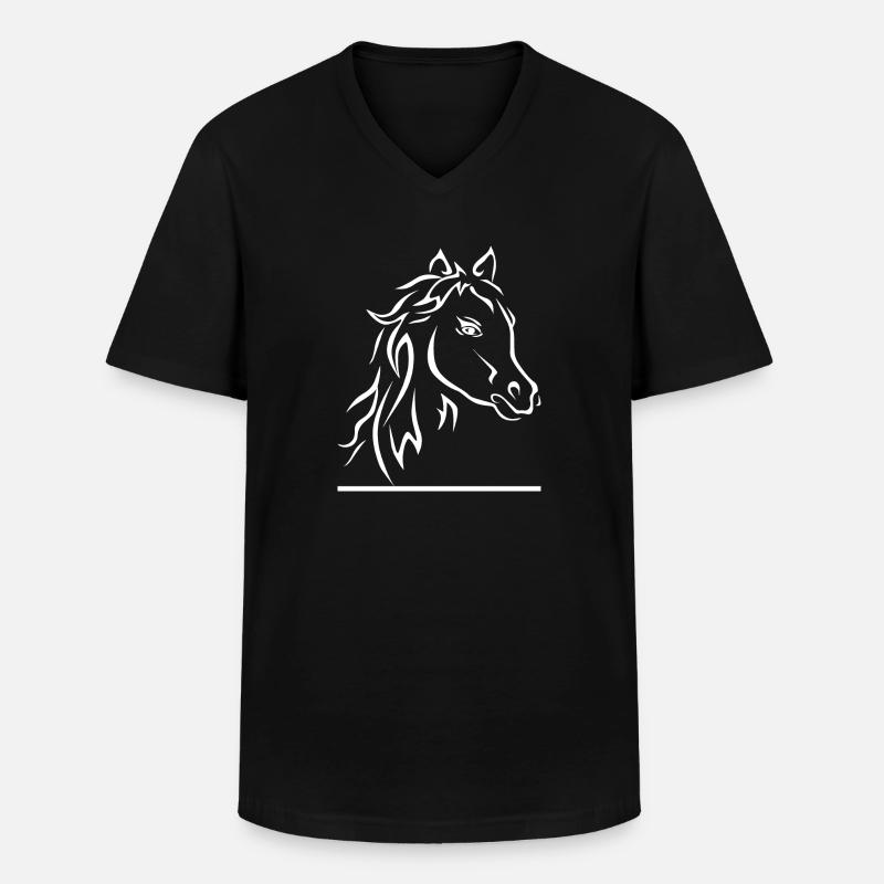 Horse Pferd - Männer-T-Shirt mit V-Ausschnitt - Schwarz