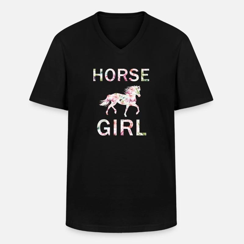Pferdemädchen - Männer-T-Shirt mit V-Ausschnitt - Schwarz