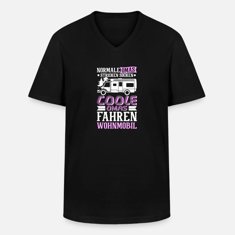 Camping Oma - Männer-T-Shirt mit V-Ausschnitt - Schwarz
