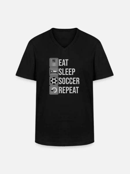 Eat Sleep Soccer Repeat - Men's V-Neck T-Shirt - black
