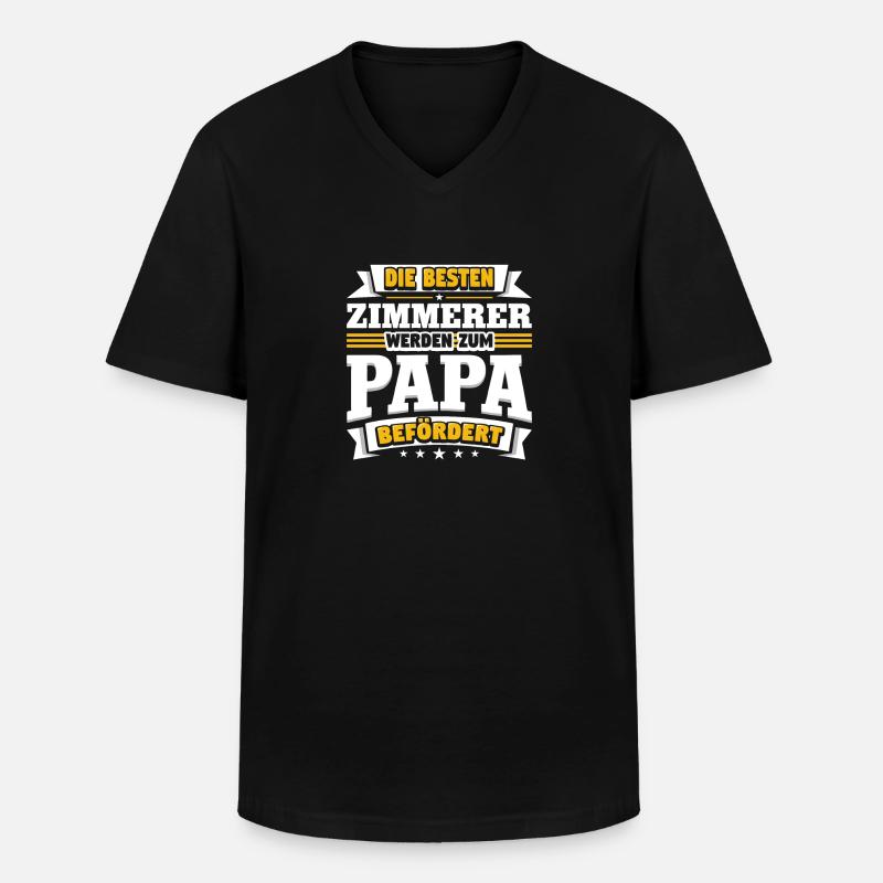 Zimmerer werden zum Papa befördert - Männer-T-Shirt mit V-Ausschnitt - Schwarz