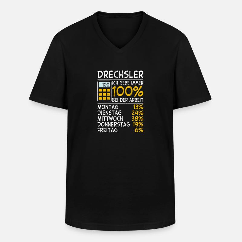 Drechsler Immer 100% - Männer-T-Shirt mit V-Ausschnitt - Schwarz