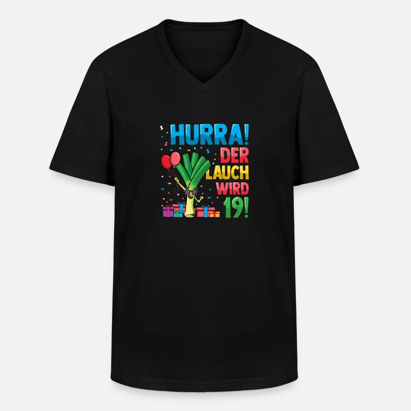 Hurra der Lauch wird 19 - Männer-T-Shirt mit V-Ausschnitt - Schwarz