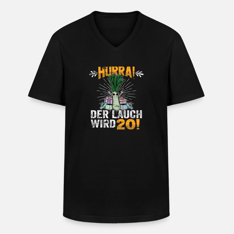 Hurra der Lauch wird 20 - Männer-T-Shirt mit V-Ausschnitt - Schwarz