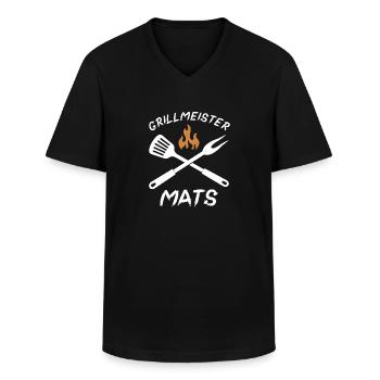 Grillmeister Mats - Männer-T-Shirt mit V-Ausschnitt - Schwarz - Vorne - AI Model Male 178 dark (178cm)