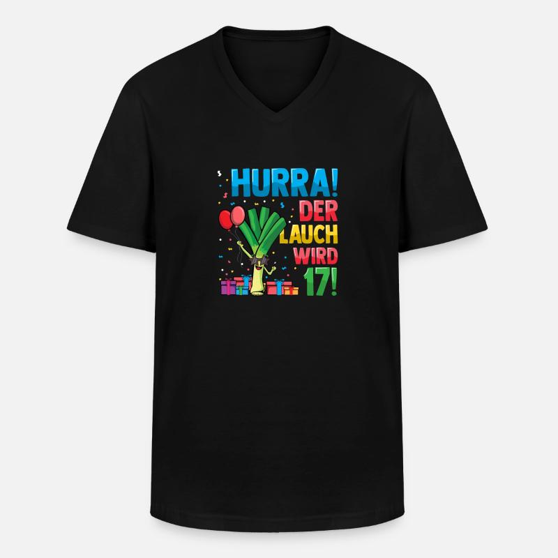 Hurra der Lauch wird 17 - Männer-T-Shirt mit V-Ausschnitt - Schwarz