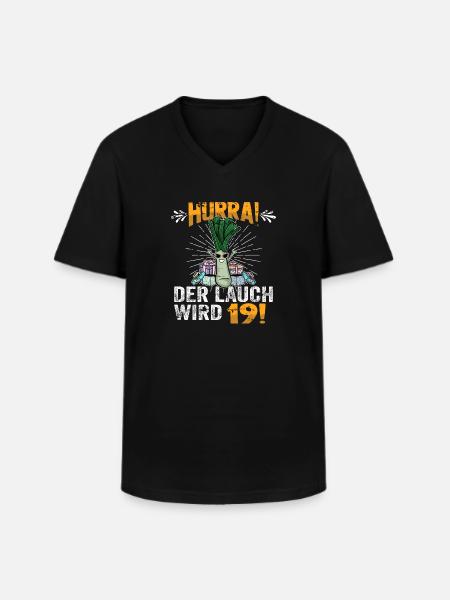 Hurra der Lauch wird 19 - Männer-T-Shirt mit V-Ausschnitt - Schwarz