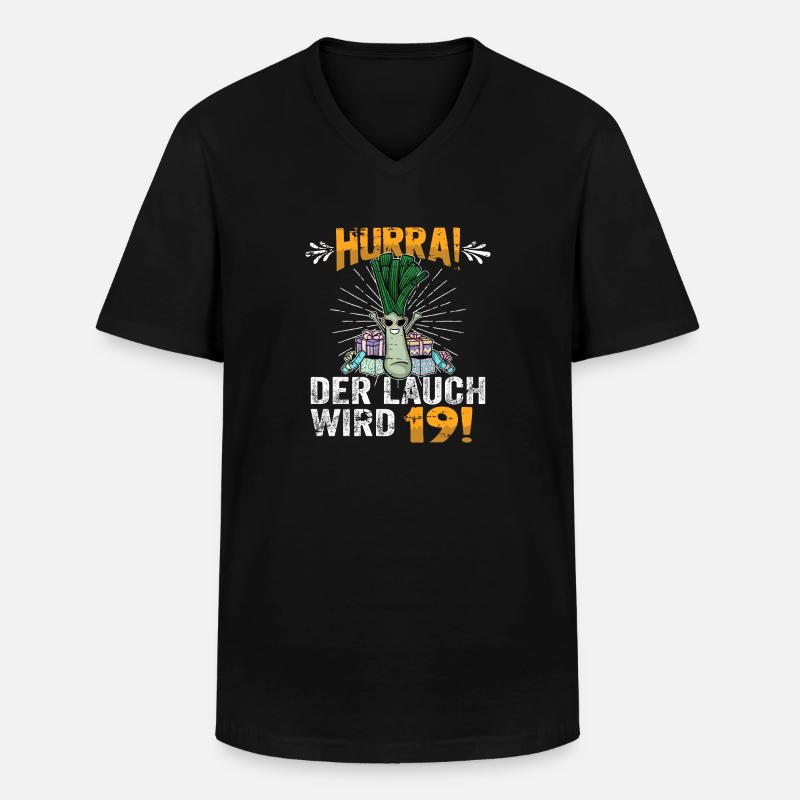 Hurra der Lauch wird 19 - Männer-T-Shirt mit V-Ausschnitt - Schwarz