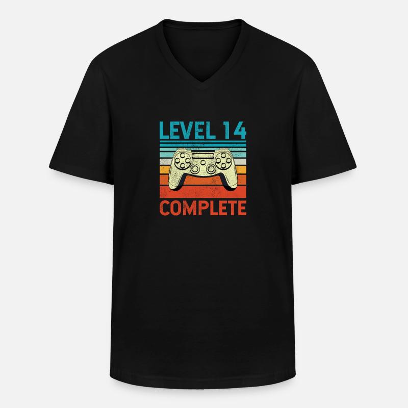 Level 14 Complete - Männer-T-Shirt mit V-Ausschnitt - Schwarz