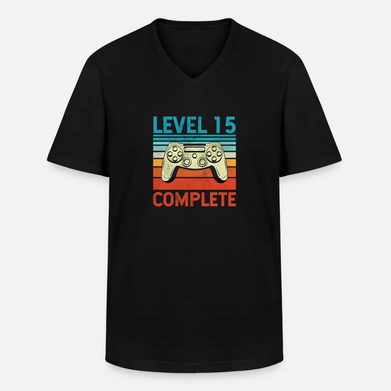 Level 15 Complete - Männer-T-Shirt mit V-Ausschnitt - Schwarz